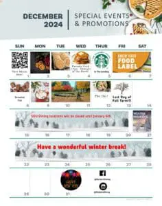 December special events and promotions calendar