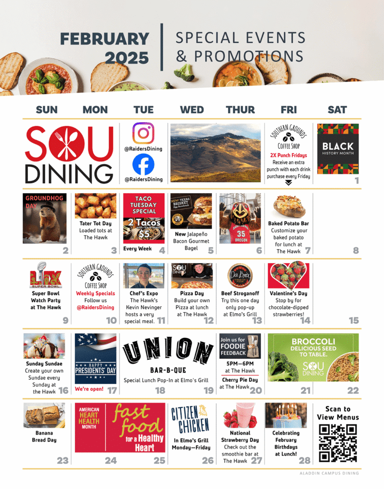 February special events and promotions calendar