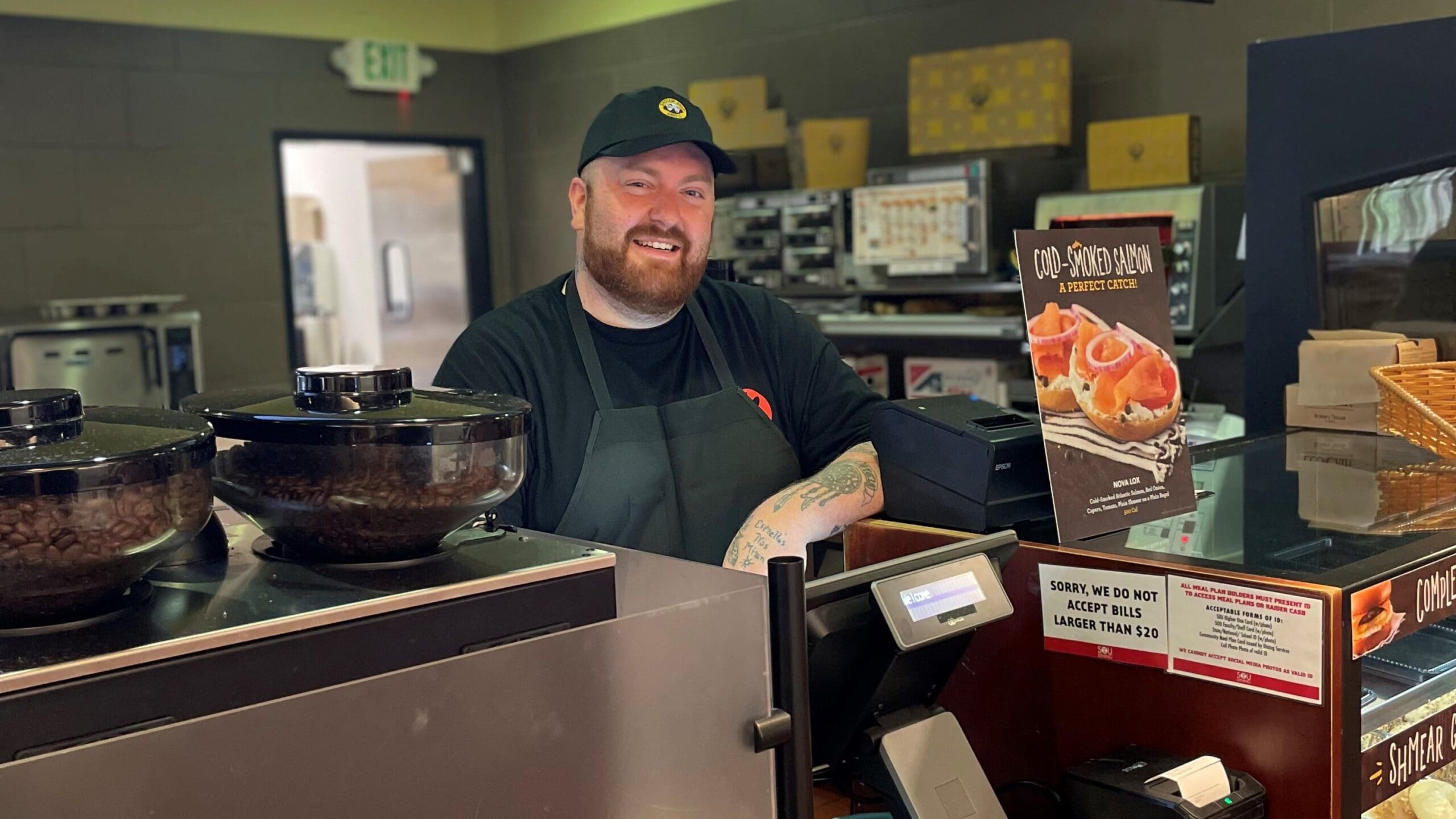 Employee behind counter of Einstein